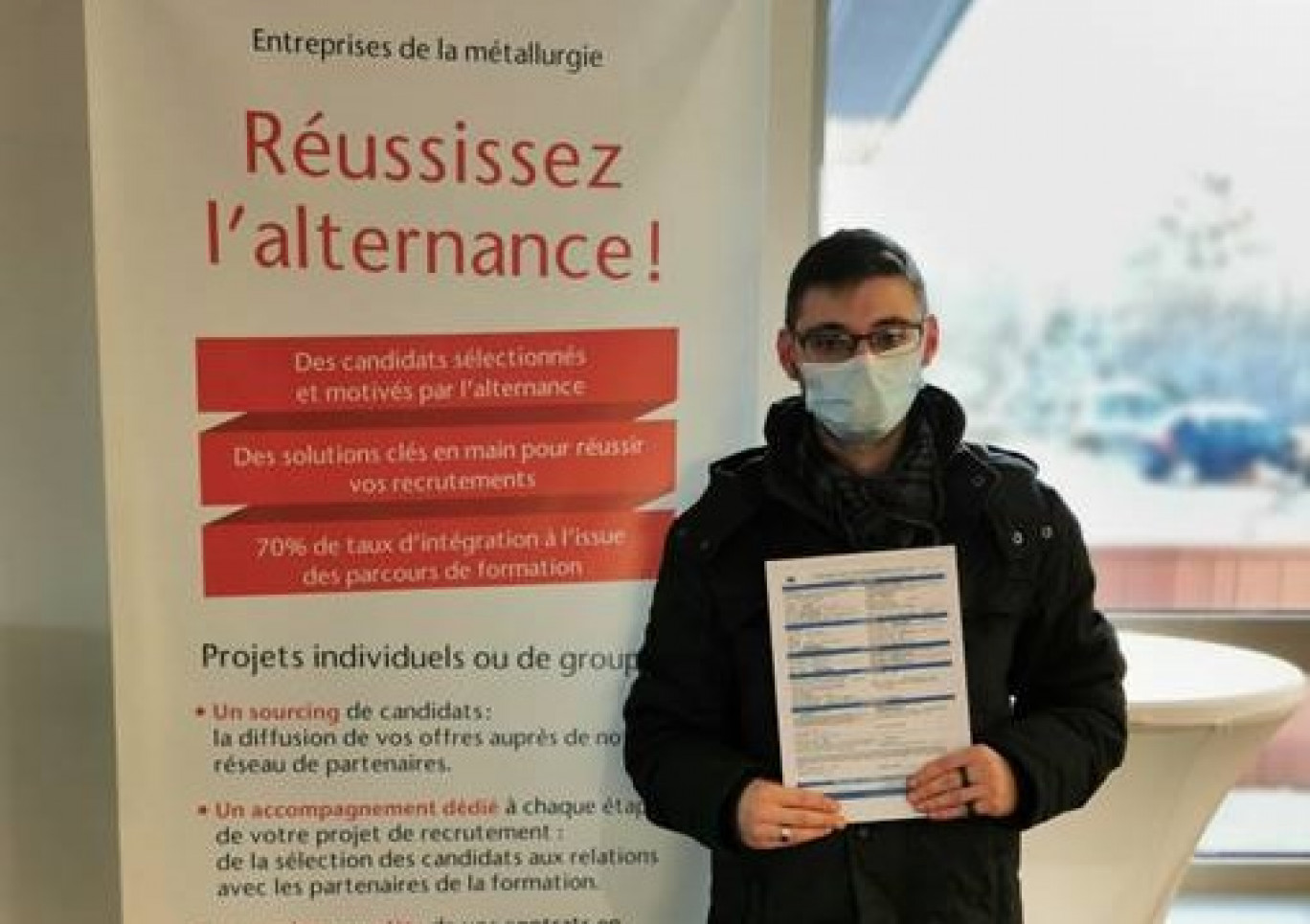 Jérémie a signé le 200e contrat depuis l'ouverture du GEIQ en 2017. (c) GEIQ. 