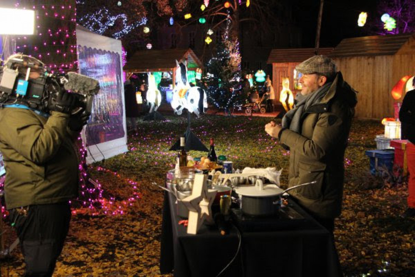 En tournage au Sentier des Lanternes. © Inspire Metz.