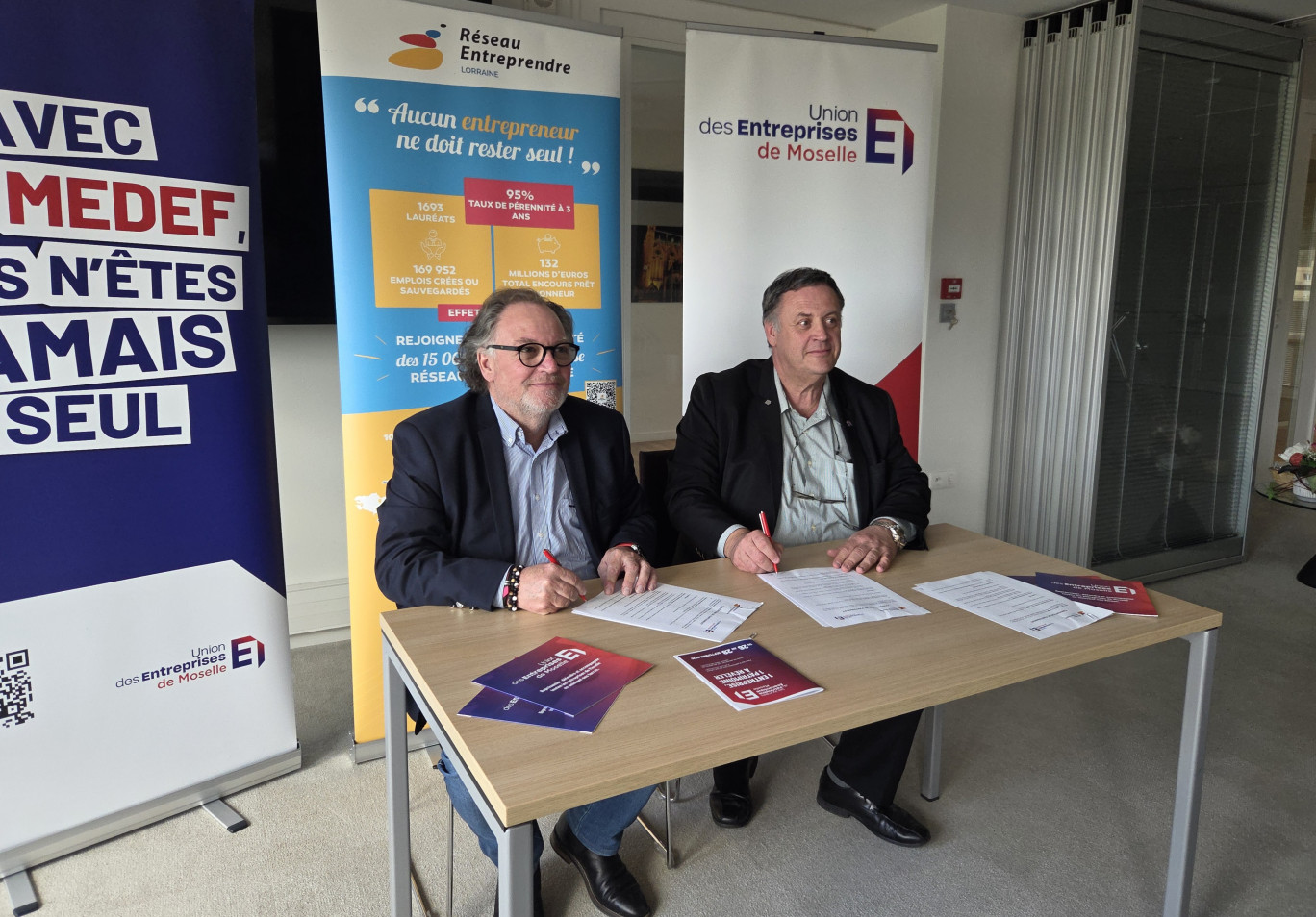 Patrick Zagel, président de Réseau Entreprendre Lorraine, et André Bousser, président de l'UE57.