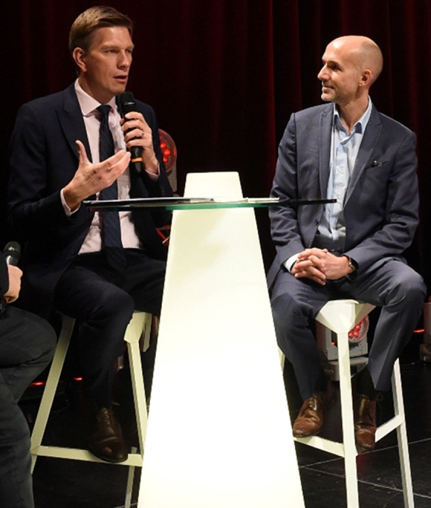 Lionel Mahuet (à droite), le directeur général de mmH avec Mathieu Klein, son président lors de la présentation du projet d’entreprise Vivacité au début du mois.