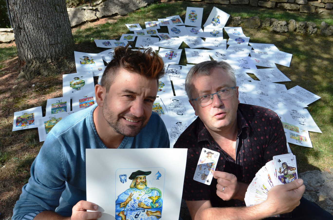 Patrice Gaillard et Nicolas Lefebvre ont eu l’idée de créer le jeu de Tarot Faluchards lors d’un repas.