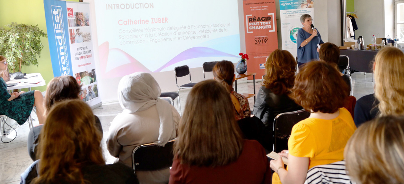 Crédit photo : Pascal Bodez - Région Grand Est
Les initiatives retenues pour l’appel à projets «Entrepreneuriat féminin Grand Est» viennent d’être présentées fin mai à l’hôtel de région à Metz.